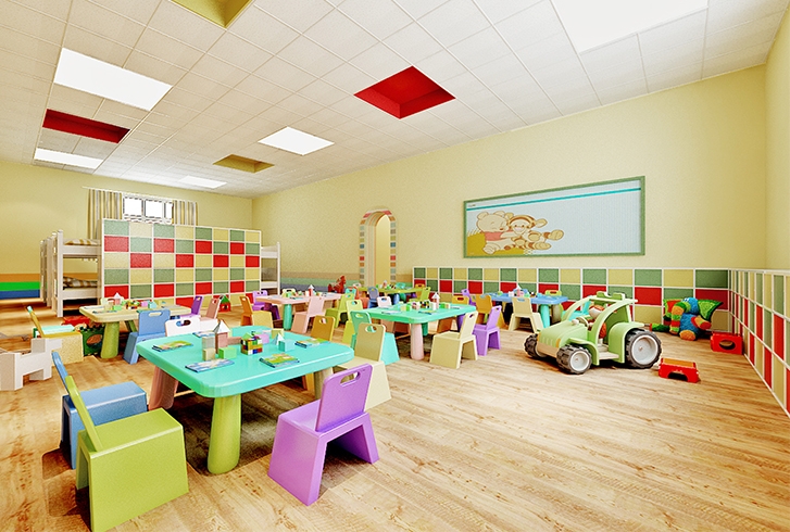 Plastic locking floor in kindergarten